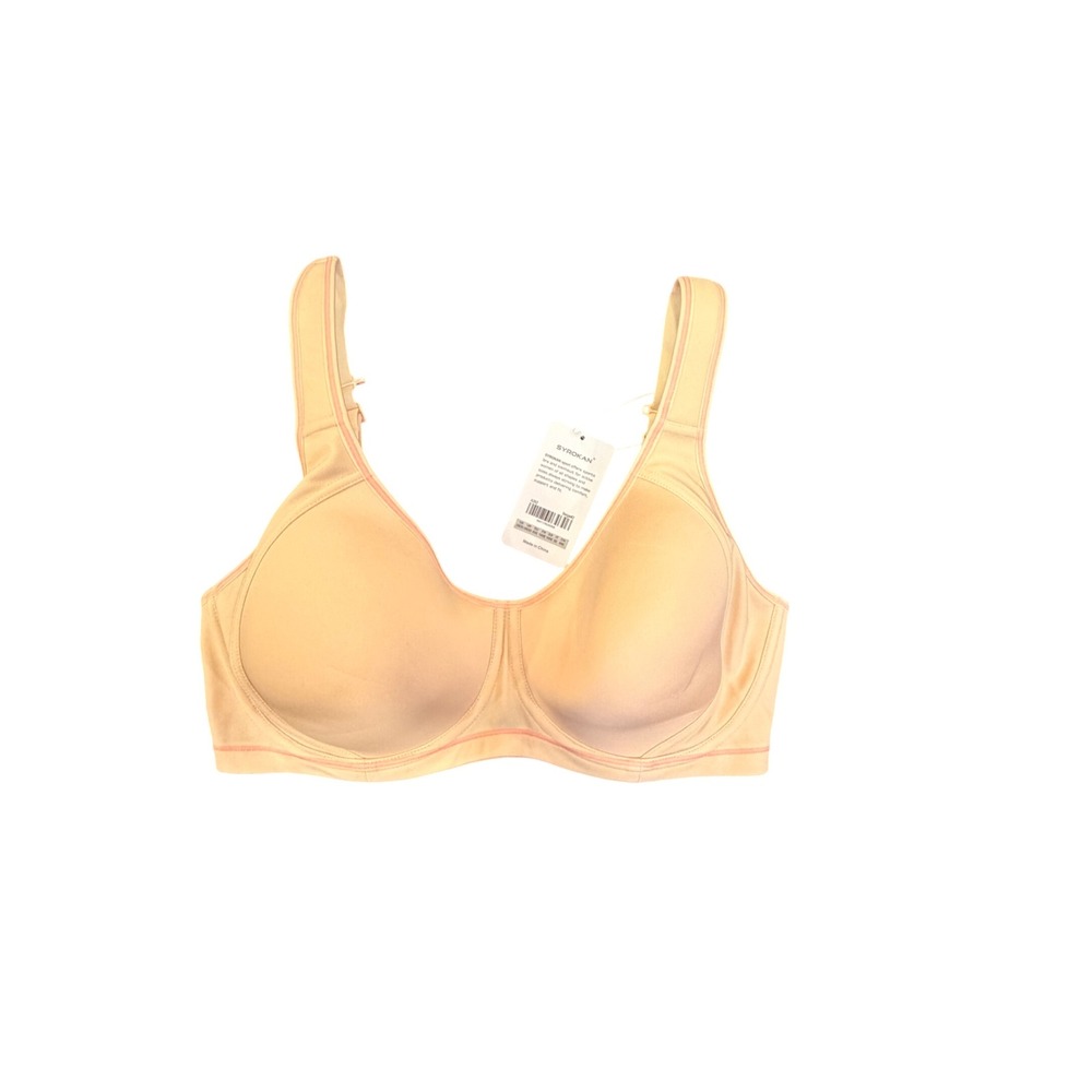 SYROKAN Full Coverage Lightly Padded Running High Impact Bra‎ Nude Sz 38DD